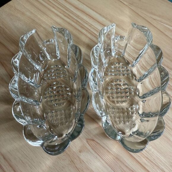 Vintage Princess House Clear Crystal Scalloped Oval Bowls Set Of 2 - Picture 6 of 10
